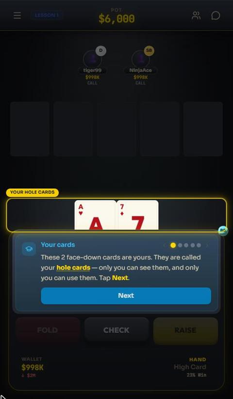 A guided tutorial lesson at the table